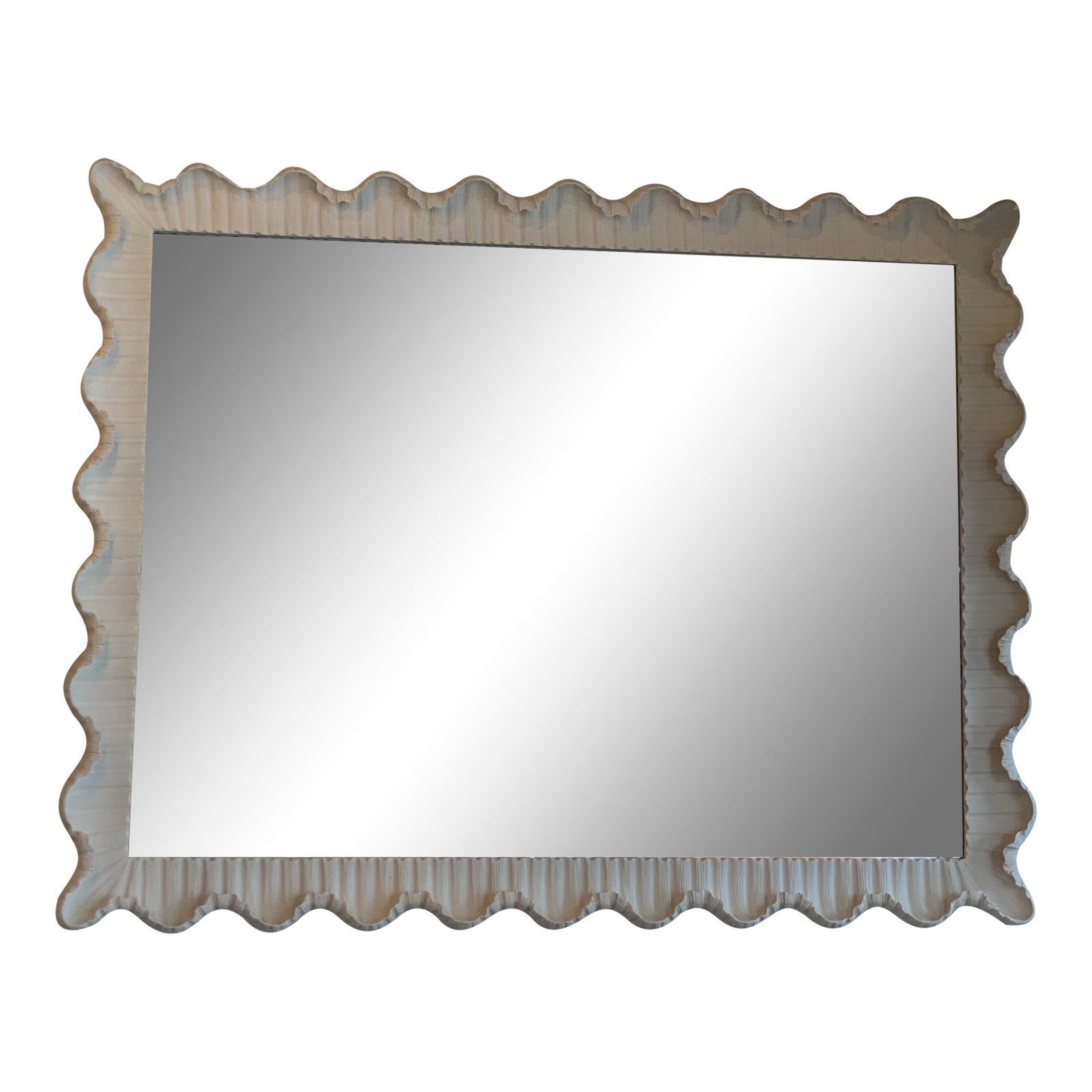 Vintage White Wood and Gesso Scalloped Ruffle Horizontal or Vertical