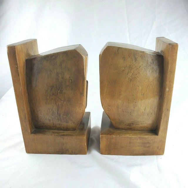 Mid-Century Modern Mid 20th Century Theater Comedy Tragedy Teak Wood Bookends - a Pair For Sale - Image 3 of 9