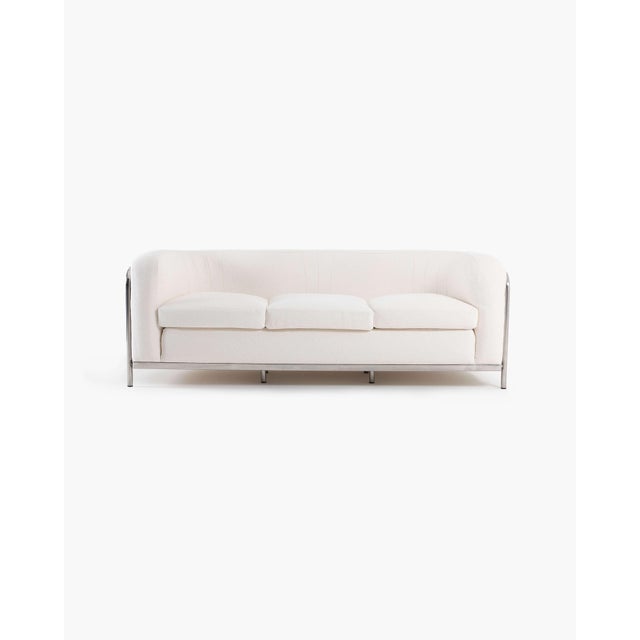 1970s Jonathan De Pas, Donato D'Urbino, and Paolo Lomazzi Pair of Onda 3-Seater Sofas for Zanotta in French Bouclé, 1970 For Sale - Image 5 of 12