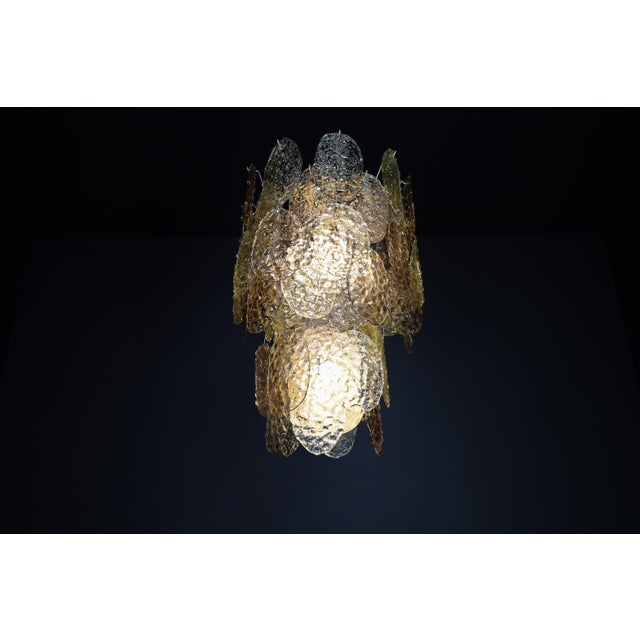 Gold Brutalist Murano Waterfall Chandelier from Mazzega, 1960s For Sale - Image 8 of 13