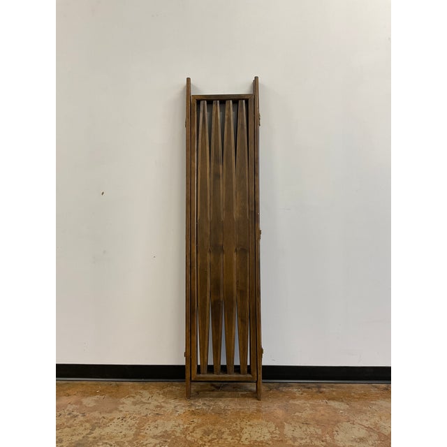 Vintage Walnut Three Panel Geometric Room Divider. For Sale - Image 18 of 18