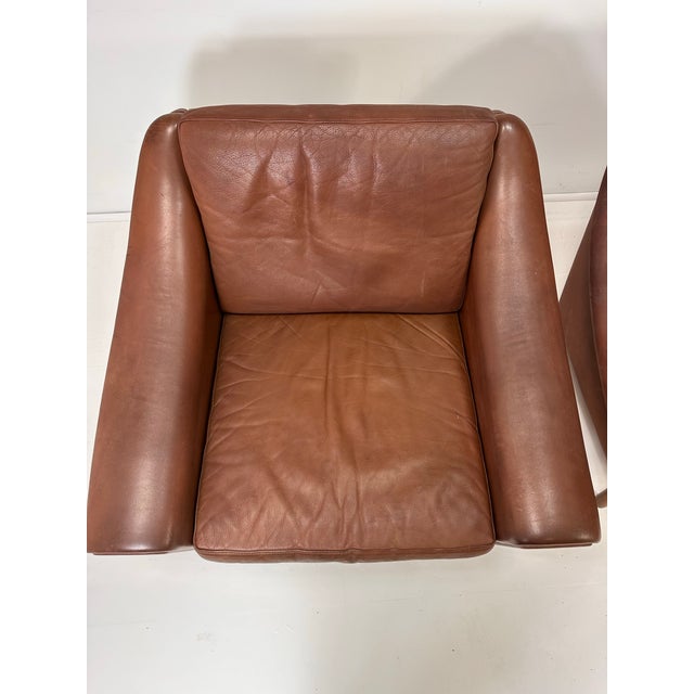 1960s Pair of 1960's Danish Leather Lounge Chairs Attributed to Aage Christiansen For Sale - Image 5 of 10