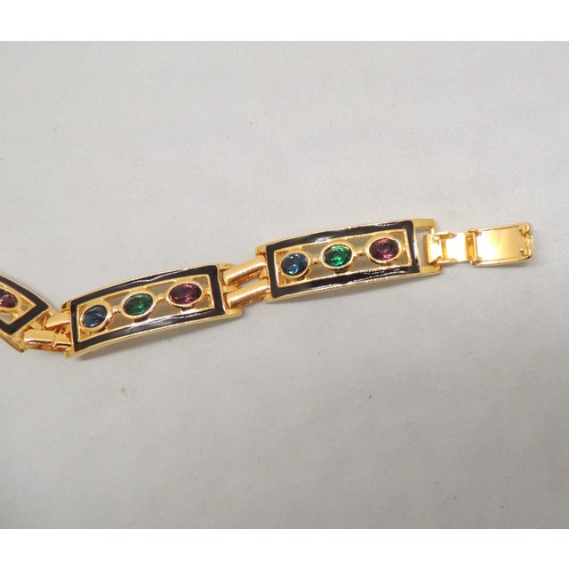 1980s Vintage 1980s Signed Bijoux Cascio Italy Enamel & Rhinestone Bracelet For Sale - Image 5 of 6