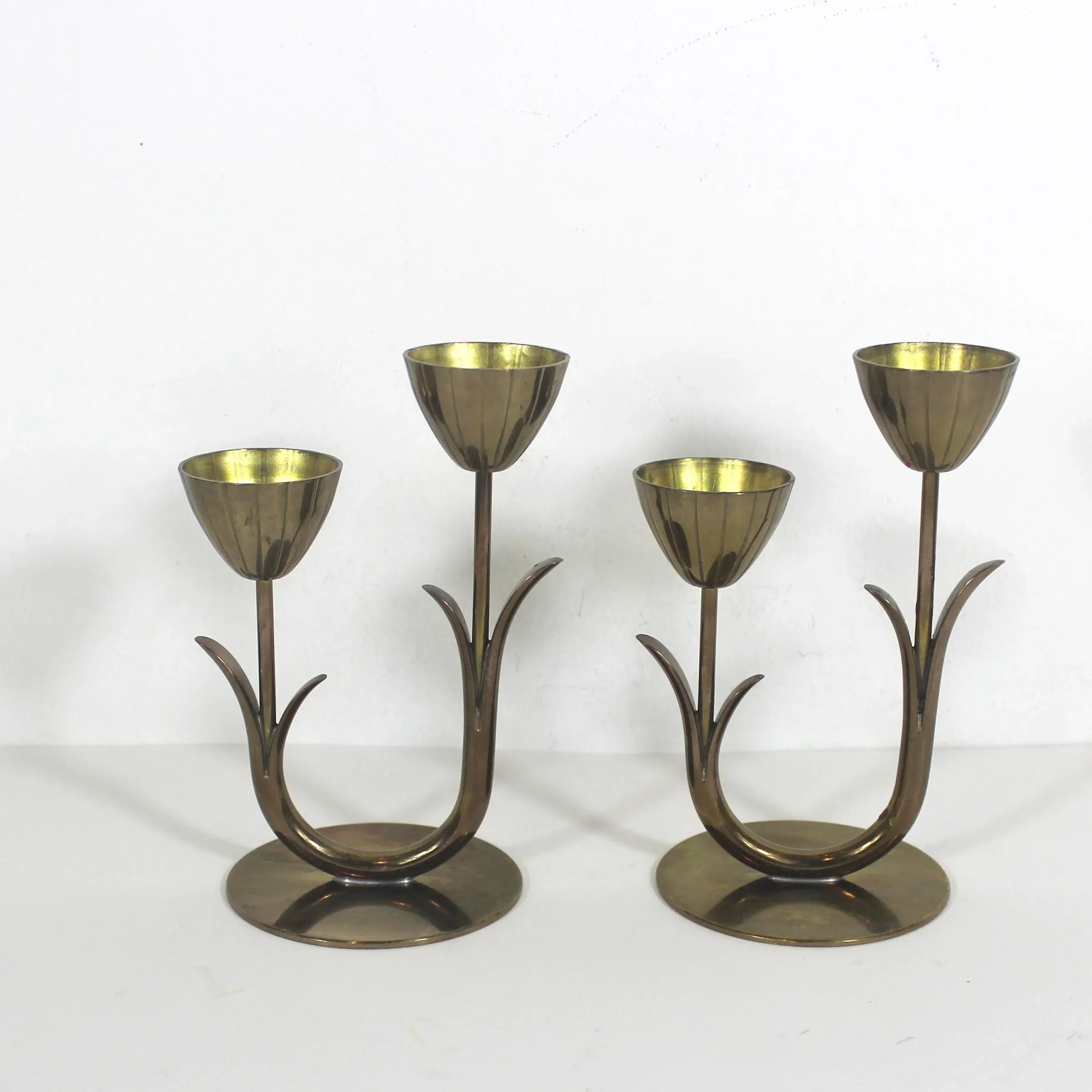 1950's Pair of Brass Candleholders Gunnar Ander Ystad Metall Made