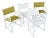 Set of 4 Vintage White Rattan Bamboo Canvas Sling Folding Directors Chairs For Sale