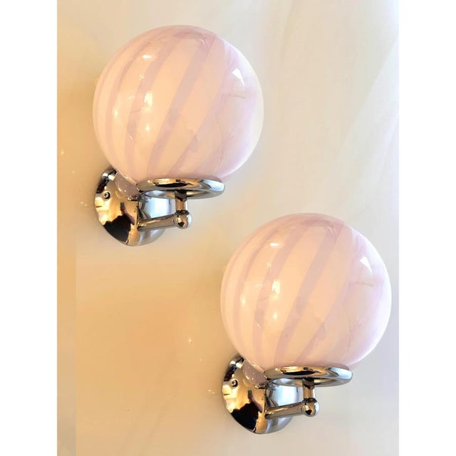 Early 21st Century Pink Swirl Rods Murano Glass Wall Sconces by Simoeng, Set of 2 For Sale - Image 5 of 6