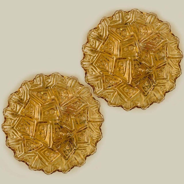 Amber Glass Flush Mounts in the style of Helena Tynell, 1960s For Sale - Image 9 of 14