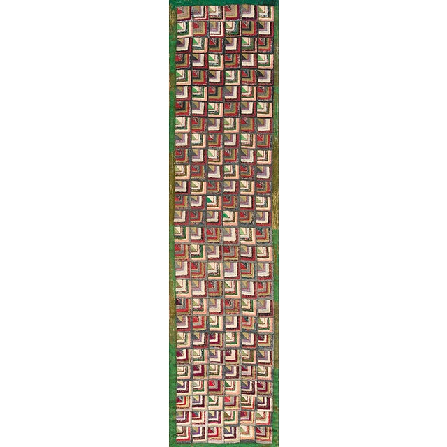 1920s Multicolor Geometric Antique American Hooked Rug 2'2" X 9' Handknotted Wool Carpet For Sale - Image 18 of 18