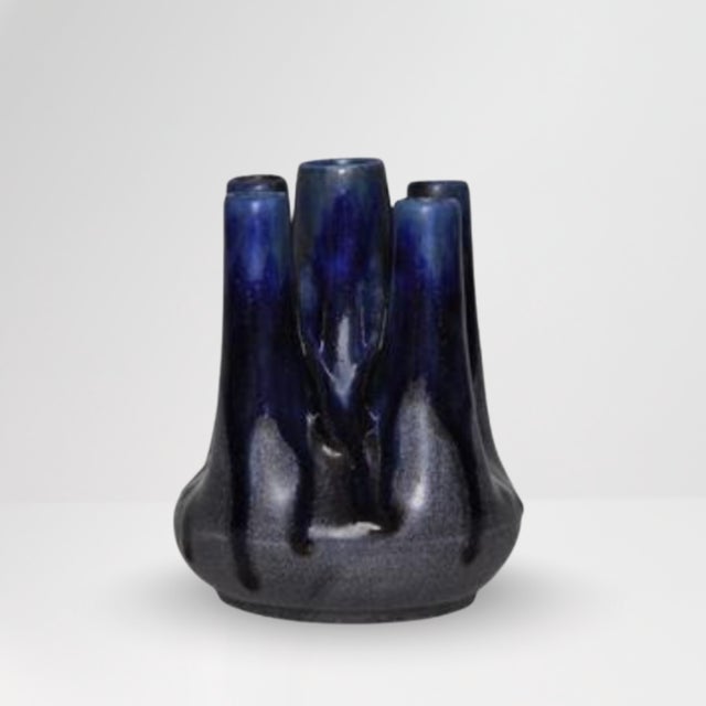 Signed French stoneware vase by Gilbert Metenier, dating to the early 20th century (circa 1907–1940). Crafted in the Art...