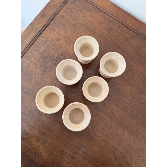 Late 20th Century Late 20th Century Set of 6 Handcrafted Natural Stone/Marble Cups For Sale - Image 5 of 5