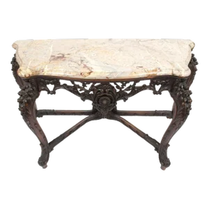 Italain Rococo Revival Marble Topped Console Table