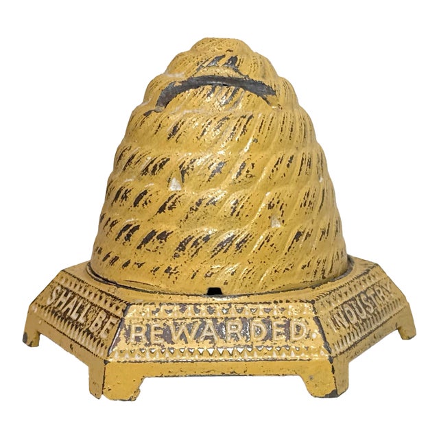 Antique Rare Early 1900's Industry Shall Be Rewarded Bee Hive Coin Still Bank For Sale