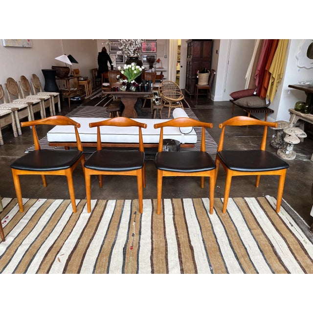 Black Mid-Century Wegner-Style Cowhorn Dining Chairs- Set of 4 For Sale - Image 8 of 8