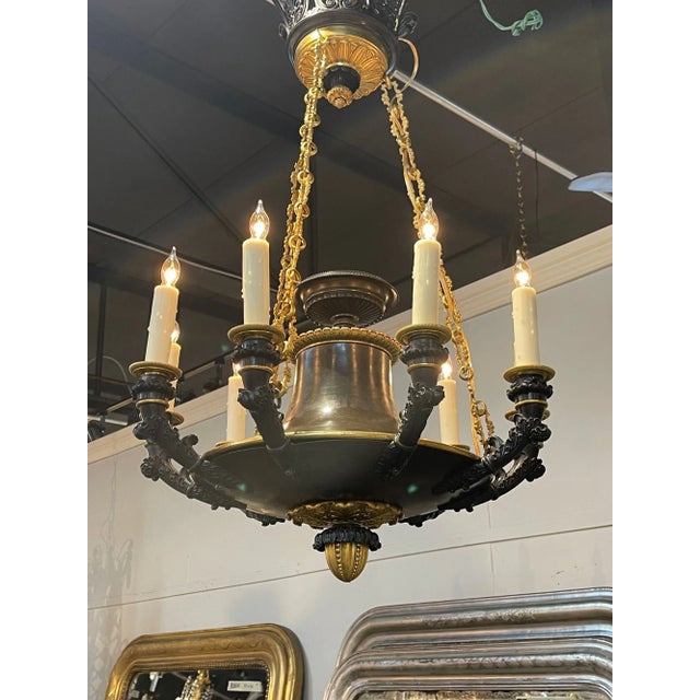 Metal French Empire Chandelier For Sale - Image 7 of 8