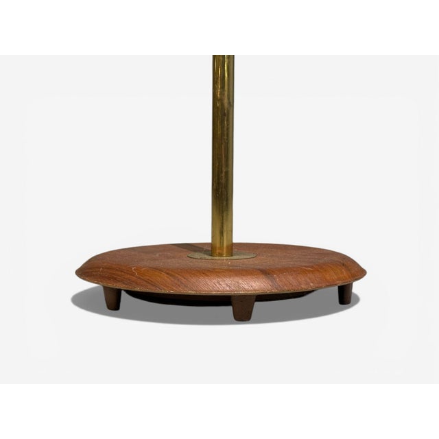Swedish Modern, Adjustable Floor Lamp, Wood, Metal, Fabric, Sweden, 1950s For Sale - Image 14 of 15