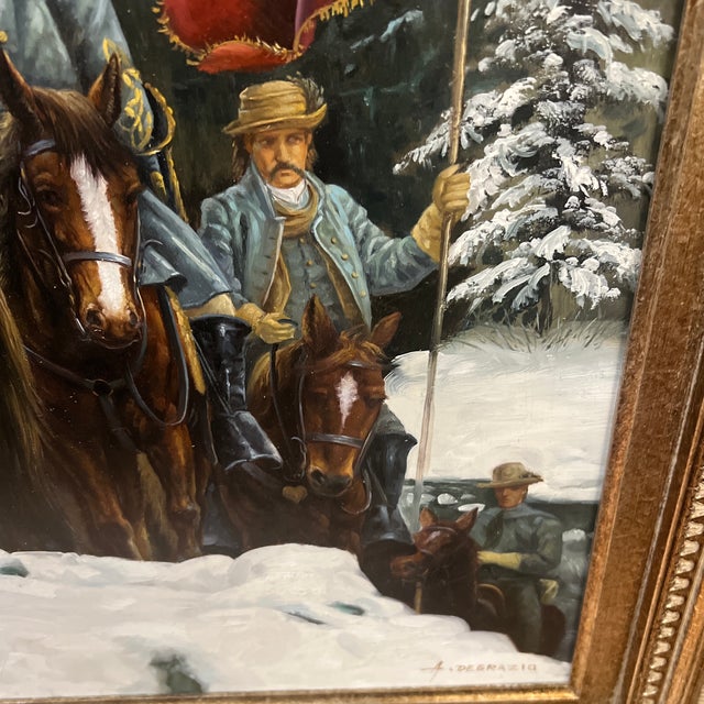 Blue Oil on Canvas Painting by A. Degrazio Copy of "The Romney Expedition" Depicting Major General Thomas J. "Stonewall" Jackson For Sale - Image 8 of 12