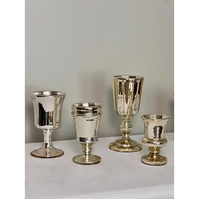 Collection of 7 Antique Mercury Glass Vases For Sale - Image 4 of 14