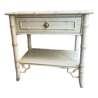 Mid 20th Century Thomasville Allegro Collection Faux Bamboo Single Drawer Nightstand Side Table For Sale