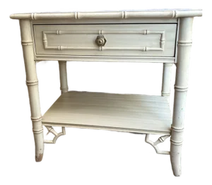 Mid 20th Century Thomasville Allegro Collection Faux Bamboo Single Drawer Nightstand Side Table