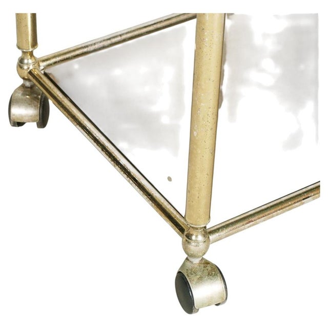 Modern Italian Brass and Smoked Glass 3-Tier Bar Cart, 1970s For Sale - Image 3 of 9