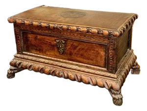 19th Century Italian Carved Walnut Coffer