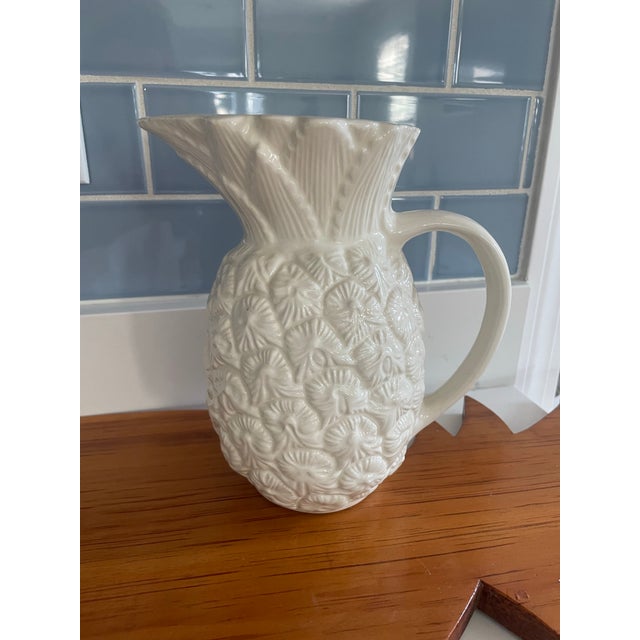 American White Ceramic Pineapple Pitcher For Sale - Image 3 of 6