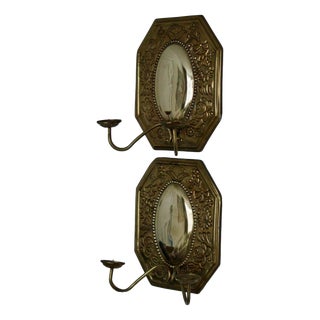 Mid-Century Swedish Octagonal Brass Double Arm Sconces, Set of 2 For Sale