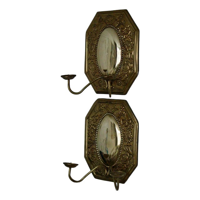 Mid-Century Swedish Octagonal Brass Double Arm Sconces, Set of 2 For Sale