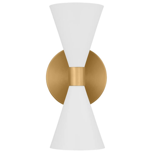 Mid-Century Modern AERIN By Visual Comfort Studio Albertine 2-Light Large Bath Sconce in Matte White For Sale - Image 3 of 3