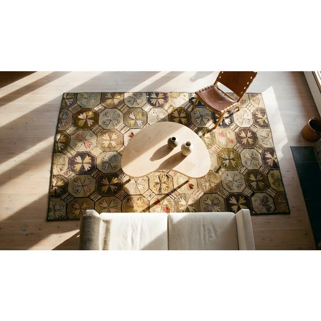 Textile 1900s Multicolor Geometric Antique American Hooked Rug 4'2" X 8'10" Handknotted Wool Carpet For Sale - Image 7 of 9