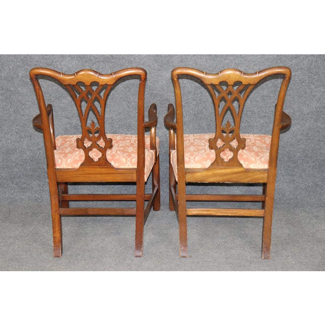 1950's Set 10 Chippendale Style Mahogany Dining Chairs For Sale - Image 4 of 12