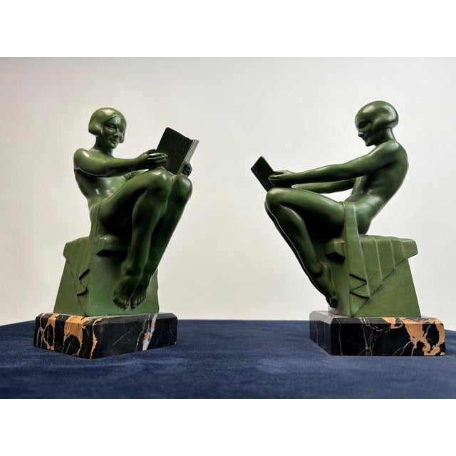 Art Deco Sculptural Bookends by Max Le Verrier, Paris, France, 1925, Set of 2 For Sale - Image 3 of 13