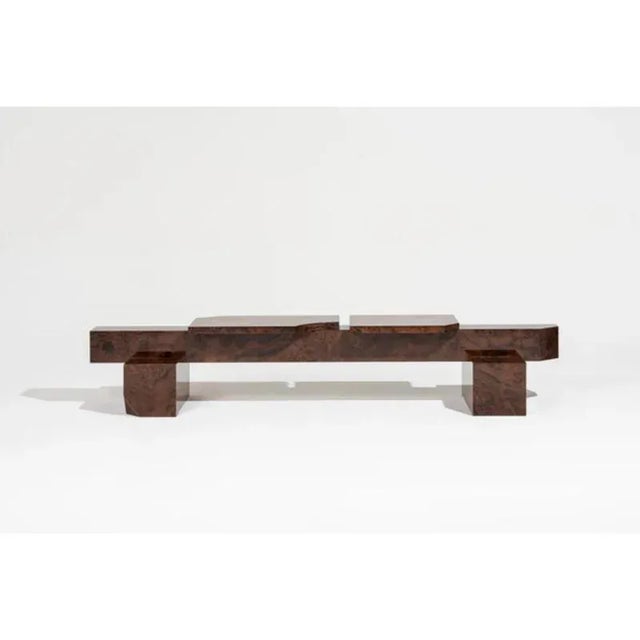 SSB01W Bench with Walnut Burl Veneer by Sashaxsasha For Sale - Image 9 of 14