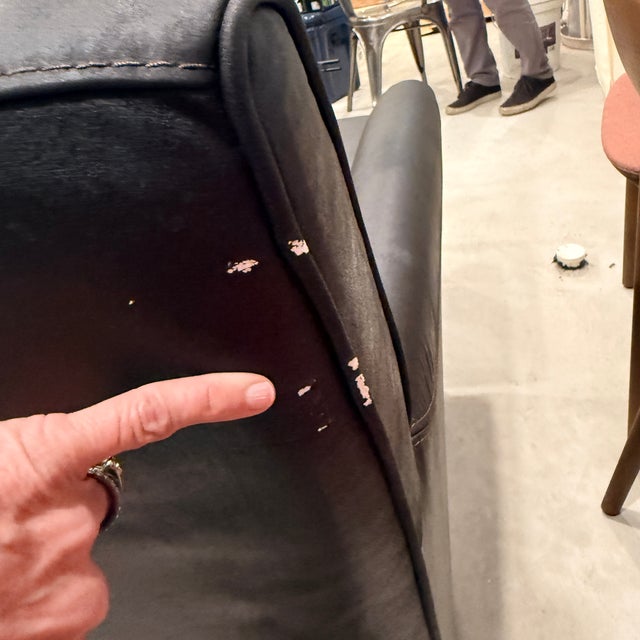 Calia Italian Leather Chair and Ottoman For Sale - Image 4 of 10