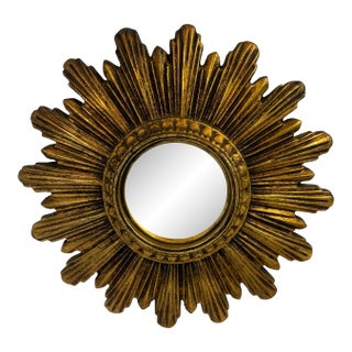 Vintage Sunburst Convex Mirror For Sale