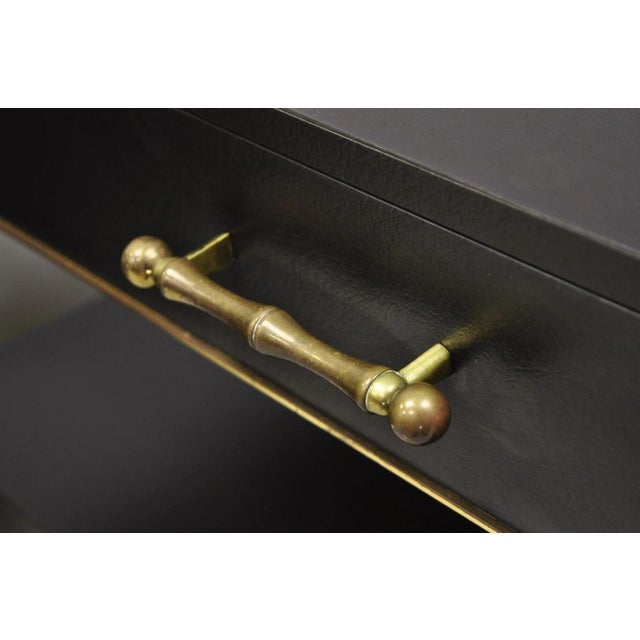 Early 21st Century Contemporary Modern Black & Brass Faux Bamboo Nightstand Bedside Table - A Pair For Sale - Image 5 of 18