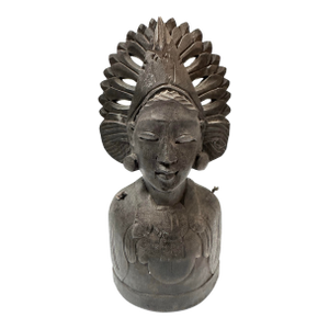 Vintage Mid 20th Century Hand Carved Wood Indonesian Dancer’s Bust Bell