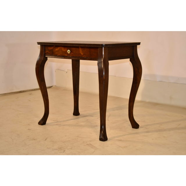 French Country French Oak Side Table With Cabriole Legs, Circa 1900 For Sale - Image 3 of 13