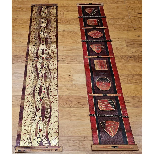 Mid-Century Modern Contemporary Mixed Media Wall Art Pair, 3d Fiber Glass Wood, Usa For Sale - Image 3 of 12