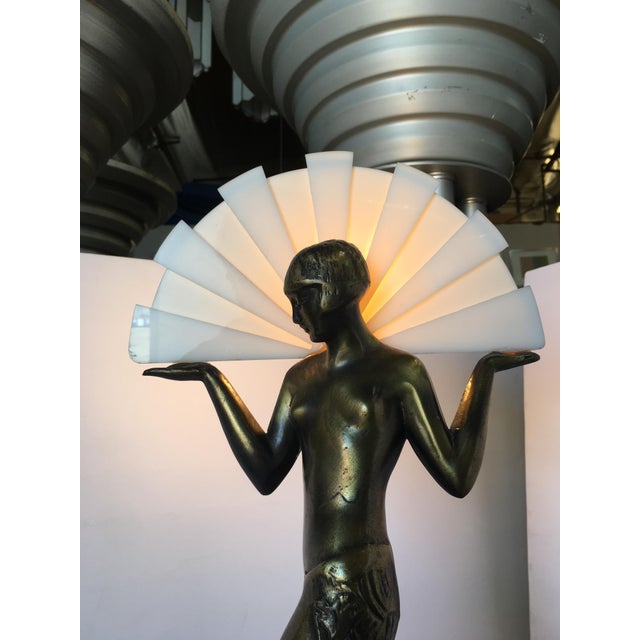 1980s Art Deco Style Egyptian Lamp W/ Marble Base For Sale - Image 4 of 10