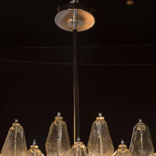 Contemporary Modernist Handblown Murano Glass Polyhedral Drum Chandelier with Nickel Fittings For Sale - Image 3 of 10