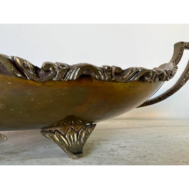 Vintage Handmade Mexican Brass Centerpiece Fruit Bowl For Sale In Miami - Image 6 of 13