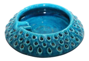 Aldo Londi for Bitossi Remini Blue Ceramic Ashtray Handcrafted in Italy