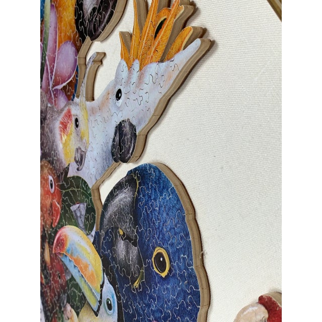 Contemporary Birds and Tropical Floral Framed and Mounted Puzzle For Sale - Image 3 of 5