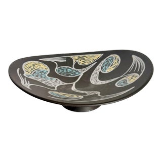 Mid-Century Danish Stoneware Holm Sørensen for Søholm Burgundia Footed Bowl For Sale