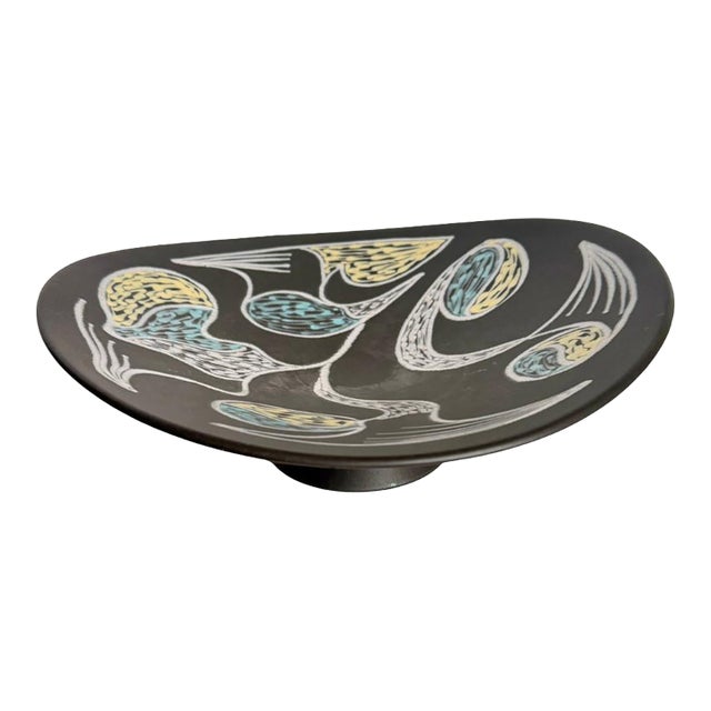 Mid-Century Danish Stoneware Holm Sørensen for Søholm Burgundia Footed Bowl For Sale