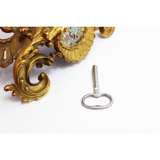 Clock in Bronze and Cloisonné Enamels, 1940s For Sale - Image 12 of 18