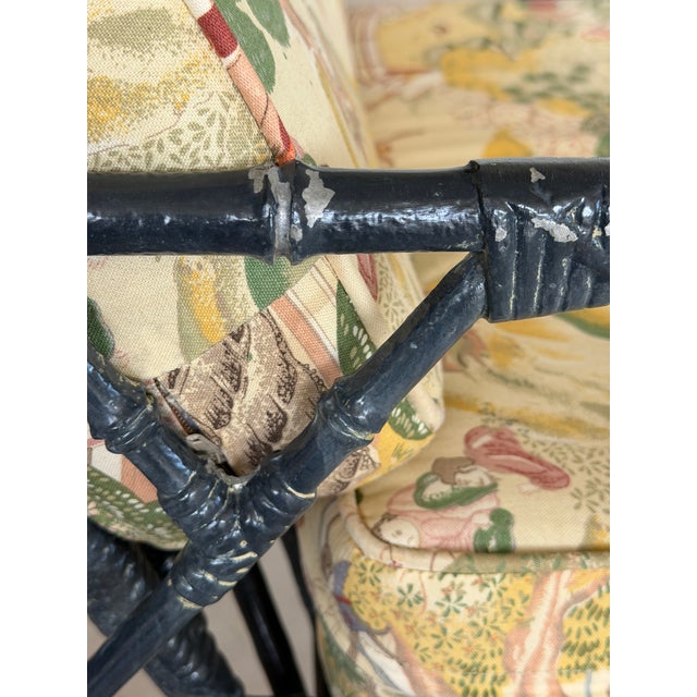 Mid 20th Century Vintage Coastal Chinoiserie Faux Bamboo Aluminum Chaise Lounge For Sale - Image 5 of 12