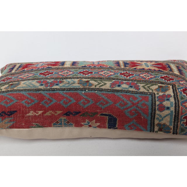 Handmade Multicolor Tones Lumbar Pillow Case -12'' X 20'' For Sale - Image 9 of 10