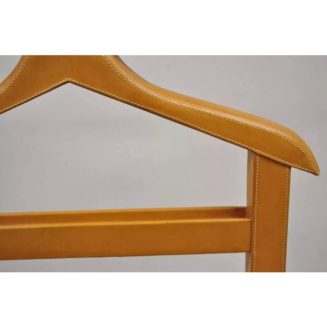Late 20th Century Late 20th Century Modern Saddle Leather Italian Gentleman's Clothing Valet Suit Butler Stand For Sale - Image 5 of 12